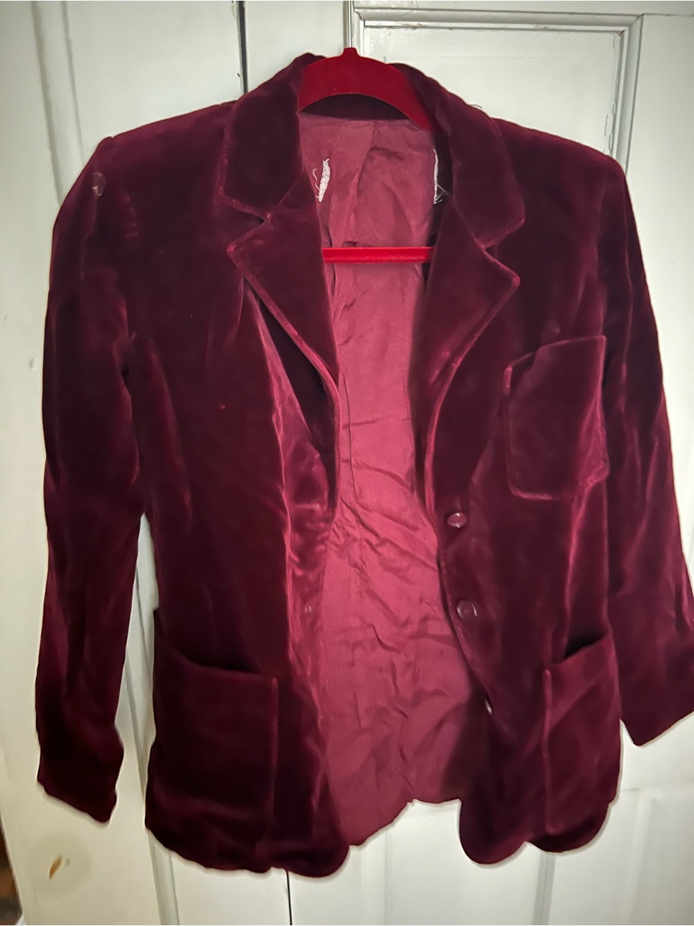 Women's Vintage ValentinoVelvet Blazer Jacket - Wine Red